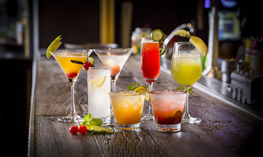 View of different cocktails on a table