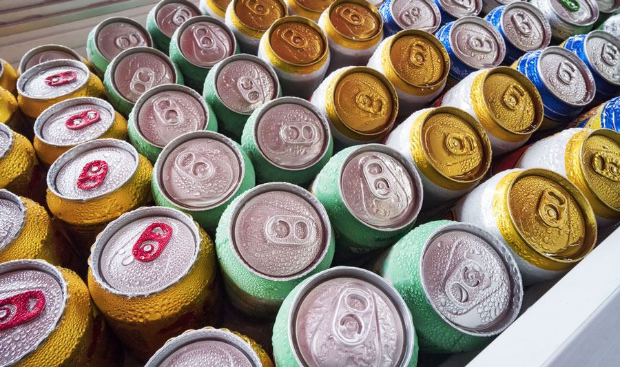 View of a can of beers on a cooler