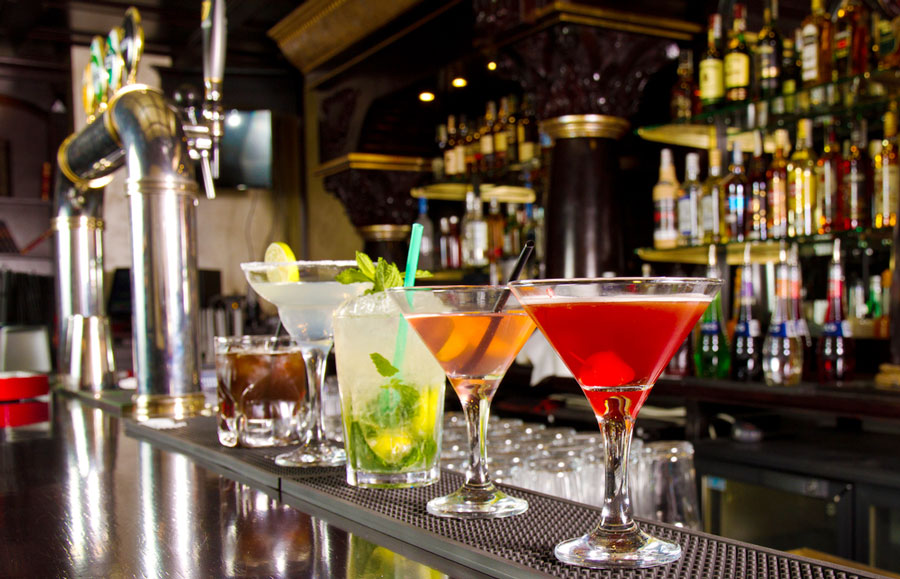 View of different cocktails on a bar