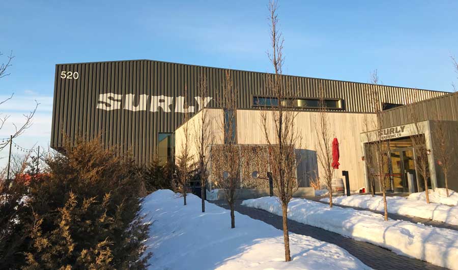 View of the Surly Brewing from the outside during winter season
