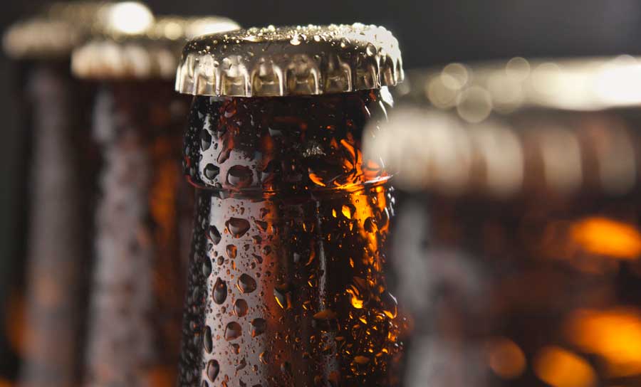 Close up view of bottle of beer